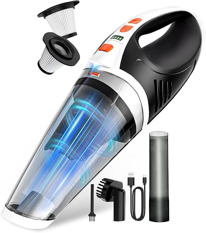 Handheld Vacuum Cordless, Brushless Car Vacuum Cleaner with 12000PA Powerful Suction, 2 Suction Modes Mini Hand Vacuum, Dry & Wet, Portable Vacuum for Car Pet Hair, Home, Office, Keyboards