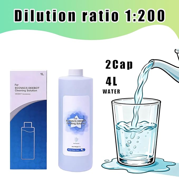 Vacuum cleaner Multi-surface Floor Cleaning Solution Compatible with ECOVACS X11/N20/N30/X1/X2/X5/X8/X9/T10/T20/T30/T50/T80/T30C Series, 1L