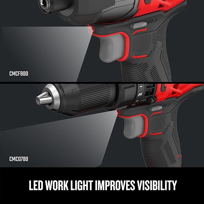 CRAFTSMAN V20 MAX Cordless Drill Driver and Impact Driver Set, Power Tool Set with 2 Batteries and Charger, LED Work Light, 2 Bits, Bag (CMCK200C2)
