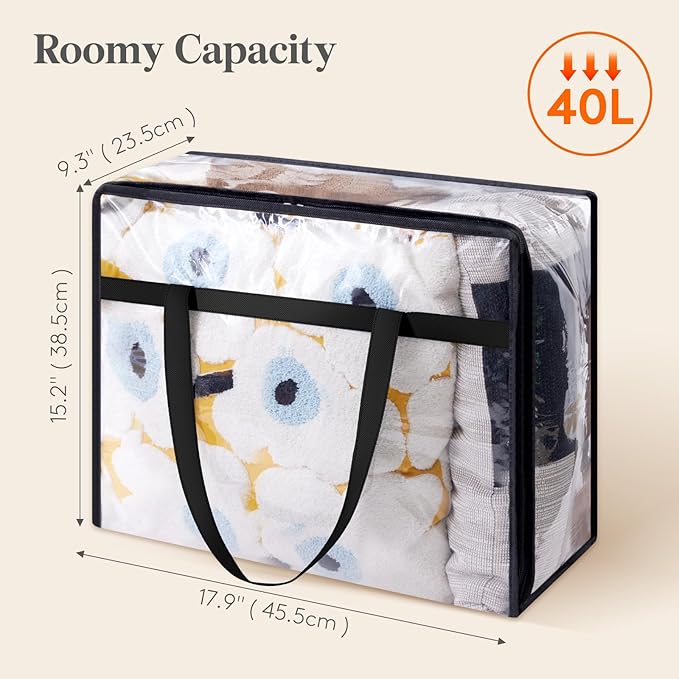 Lifewit 8 Pack Clear Clothes Storage Bags, 40L Plastic Blanket Storage Bag, Vinyl Foldable Moving Bags with Zipper, Closet Organizers and Storage Containers for Bedding, Duvet, Comforter