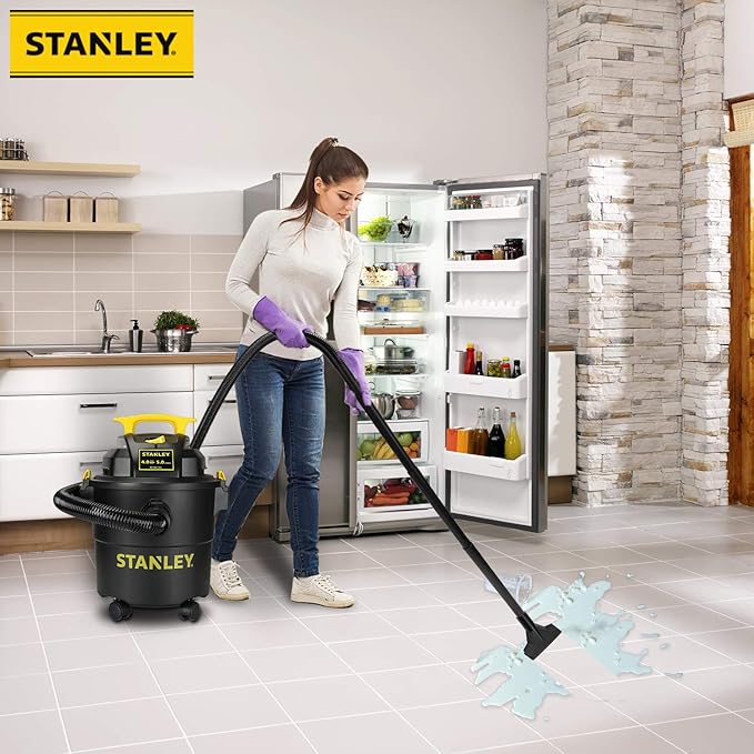 STANLEY Wet Dry Vacuum, 5 Gallon Shop Vac with Blower, 4 Peak HP 3 in 1 Power Suction Cleaner for Home, Jobsite, Garage, Basement, Shop Vacuum Wet and Dry for Car, Warehouse, Pet, Model: SL18115P
