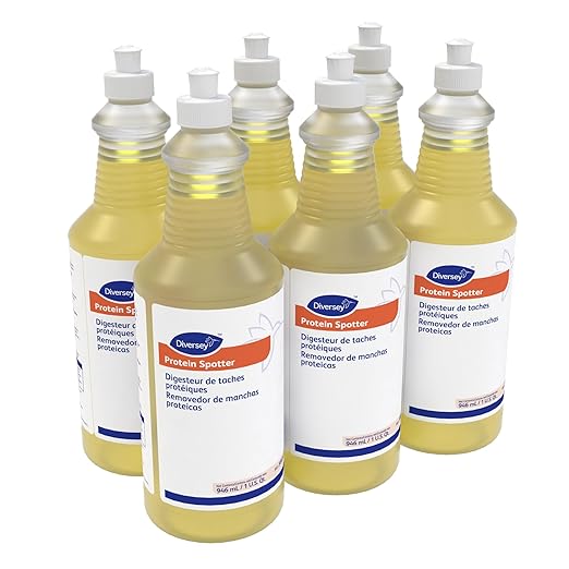 Diversey 5002611 Protein Spotter, Removes Organic Soils on Carpet Including Bodily Fluids & Tough Stains, Ready-to-Use Liquid, 32-Ounce (Pack of 6)