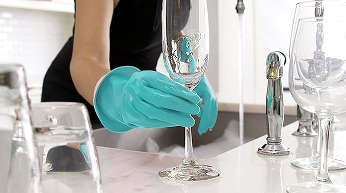Casabella Waterblock Premium Gloves Aqua Blue, Large