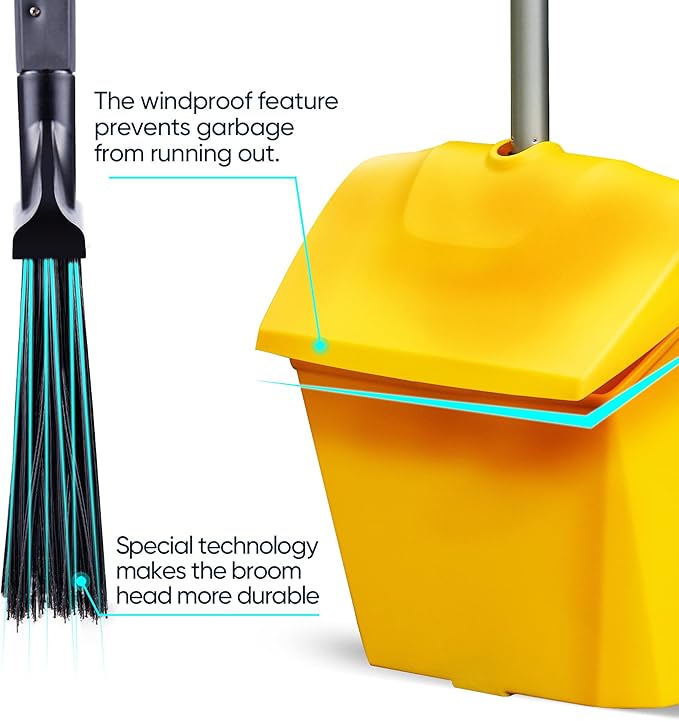 Yocada Commercial Dustpan with Windproof Cover Outdoor Indoor for Courtyard Garage Lobby Mall Market Floor Home Kitchen Room Office Pet Hair Rubbish
