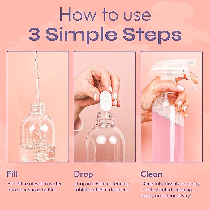 FOMIN Bathroom Cleaner Refill Tablets Magnolia Grapefruit - All-In-One Tablet Cleaner For Bathroom Cleaning - Bathroom Cleaner Solution for Spray Bottle (Extra - 02)
