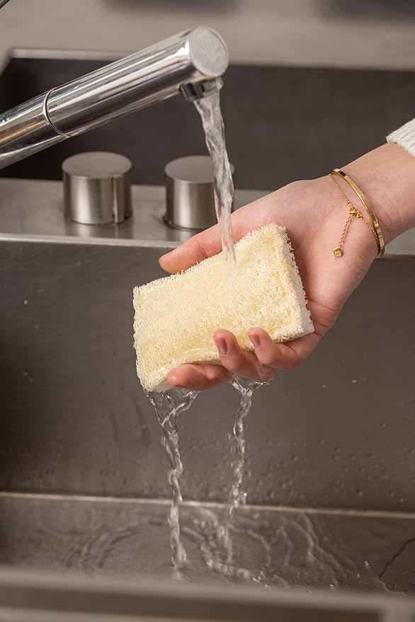 Full Circle 100% Plant-Based Loofah Sponges – Pack of 2 – Plastic-Free, Natural Sponge, No Microplastics, Safe for Nonstick Cookware.