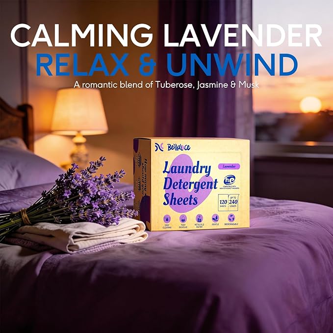 Laundry Detergent Sheets - 240 Loads Girls Lavender Laundry Sheets for Dorm,College,Home, Hotel,Apartment,Camping,Cruise,Road Trip,Beach Vacation,Backpack,Small Space, Family School Travel Essentials