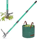 Weed Puller Tool Gardening Hand Weeding Tool with Long Handle 4 Steel Claws and Collapsible Trash Can for Lawn and Garden,Easily Remove Weeds Without Bending, Pulling,or Kneeling