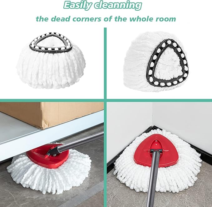 16 PCS Spin Mop Replacement Head,100% Microfiber Mop Heads Replacements Compatible with Triangle Spin Mop,360 Degree Round Spin Mop Replacement Head for Easy House Cleaning Floor Mopping