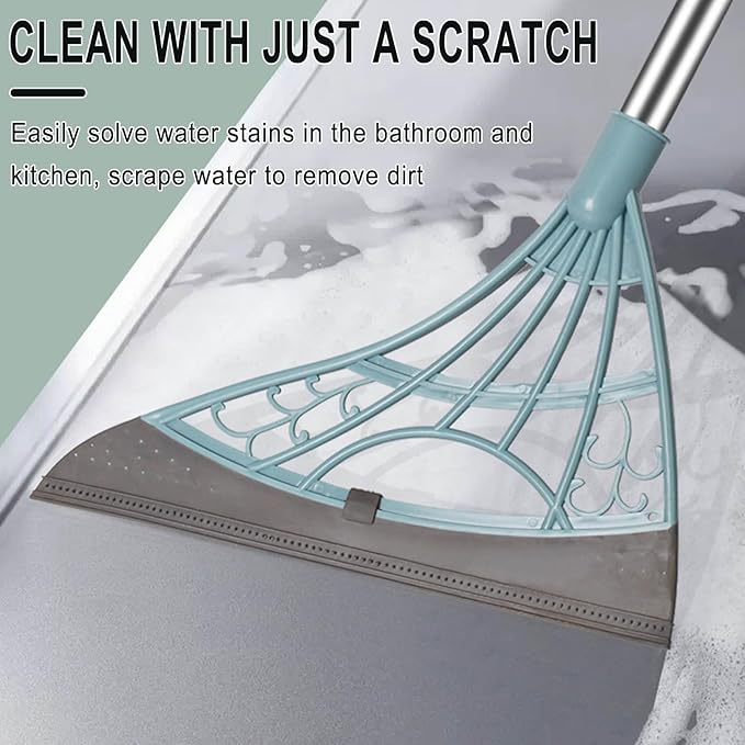 Broom and Dustpan Set with Wiper Long Handle Hand Broom for Home & Kitchen with Scraping Teeth and Scraper, Outdoor Broom Household Cleaning Tool Apartment Essentials Cute Stuff