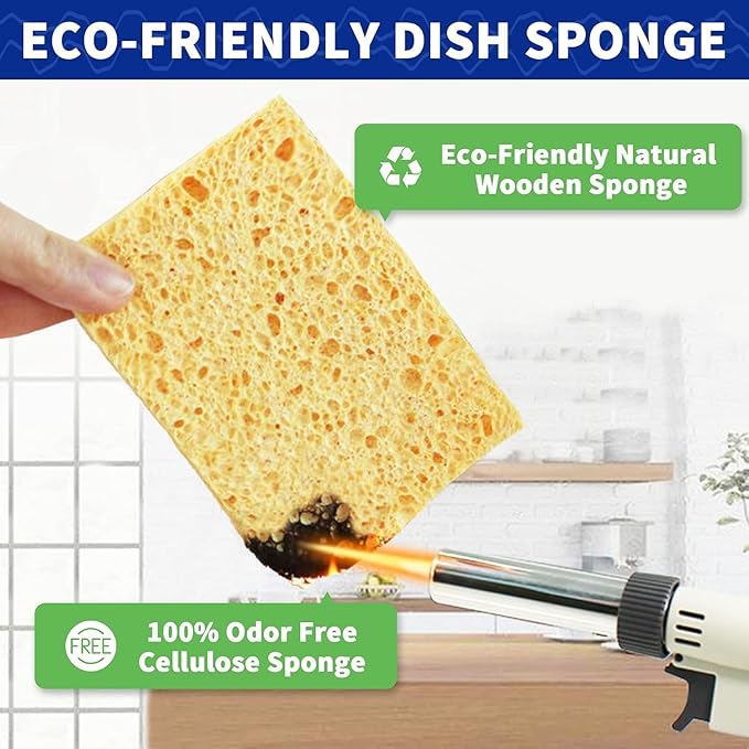 CELOX 24 Pack Cellulose Sponge Bulk for Cleaning Kitchen, Natural Wood Pulp Sponges