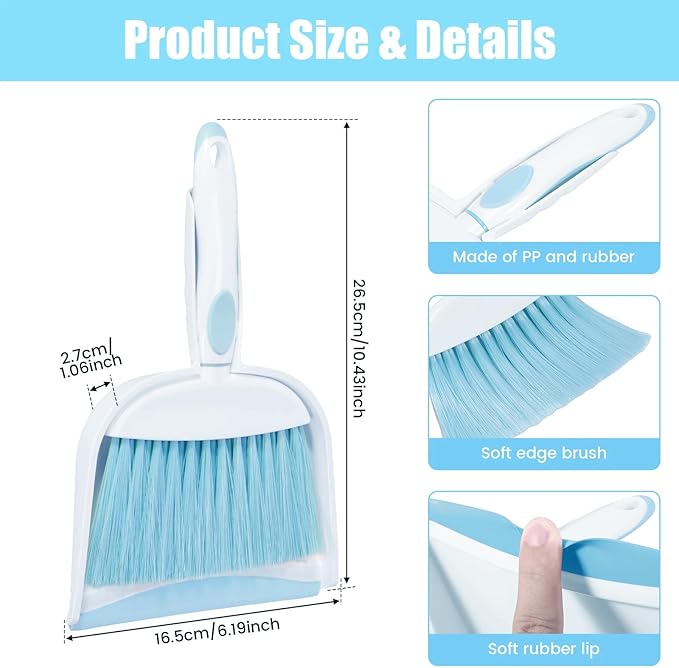 Broom with Dustpan Combo Set for Clean - Broom and Dustpan Set, 61" Broom and Dust Pan with Long Handle, Dust Pan and Broom Set, Broom with Dustpan Set Suitable for Home, Kitchen, Office, Salon, etc.