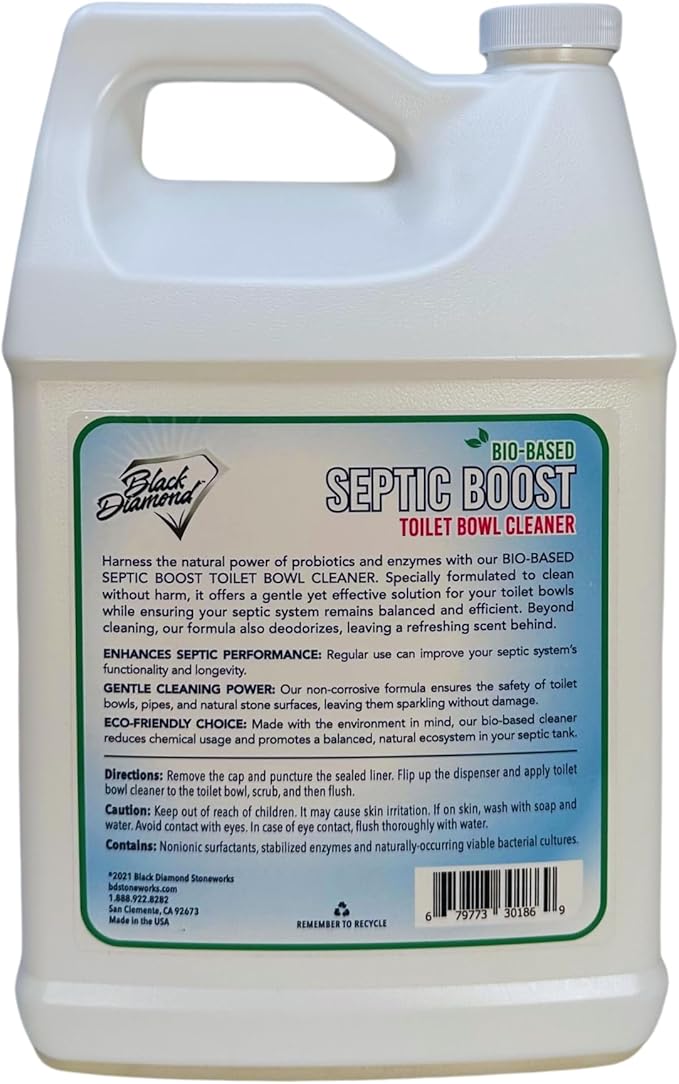 Septic Boost Septic Safe Toilet Bowl Cleaner - Acid-Free Toilet Cleaner with Enzymes for Septic Tank Treatment - Effective Cleaning & Deodorizing Bio-Based Liquid Toilet Bowl Cleaner (1-Gallon)