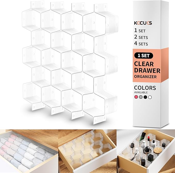 Honeycomb Separator Adjustable Drawer Organizer Divider for Underwear Belt-Scarf Socks Organizer (White(1pc))