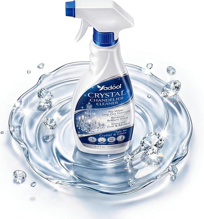 Chandelier Cleaner Spray for Glass Chandeliers, Drip Dry No Wipe Formula, Removes Dust Film, Restores Clear Shine, Easy Cleaning Solution