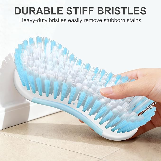 SetSail Multi-Purpose Scrub Brush of 2 Pack, Stiff Bristles Cleaning Brush with Non-Slip Grip Heavy Duty Scrub Brushes for Cleaning Bathroom Kitchen Tile Bathtub Sink, Blue
