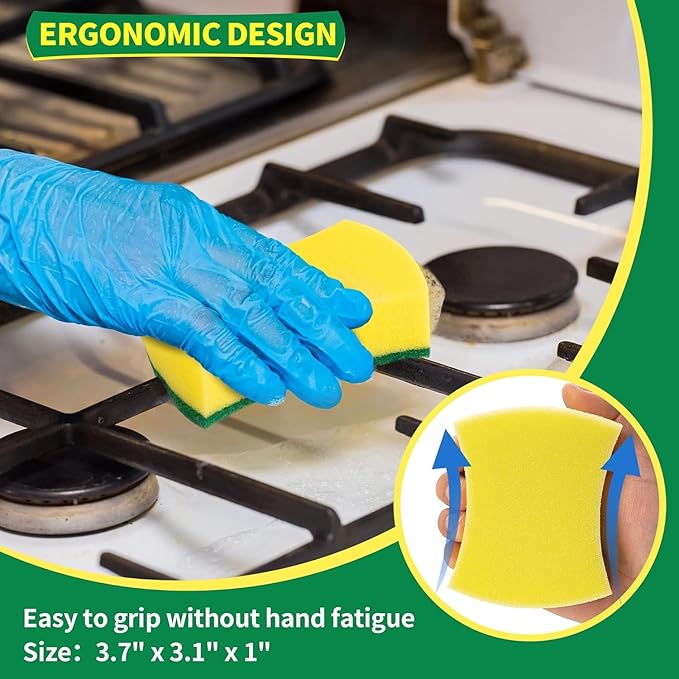 HOMERHYME Heavy Duty Sponges 60 Pack, Double-Side Scratch-Free Dish Sponges for Kitchen, Sturdy Multipurpose Cleaning Supplies for Home, Kitchen, Bathroom & Household