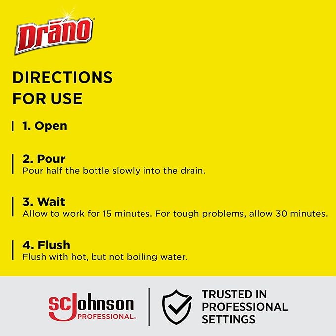 Drano Liquid Drain Clog Remover and Cleaner for Shower or Sink Drains Unclogs and Removes Hair Soap Scum Blockages, Multi, 32 Fl Oz (Pack of 12)