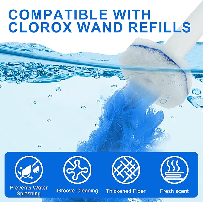 60pcs Disposable Toilet Wand Refills for Clorox,Replacement Brush Heads Compatible With Most Toilet Wand Refill System,Upgrade Fiber Cleaner Heads for Closestool Cleaning.（not included brush rod）