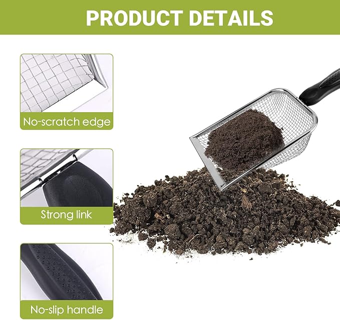2 Pcs Gardening Soil Sifter, Handheld Shovel, Shape Garden Sieve Sifter with Handle (3.8mm and 5mm Mesh), Portable Gardening Sifter for Gradening Sand Soil Dirt Compost (2 Set)