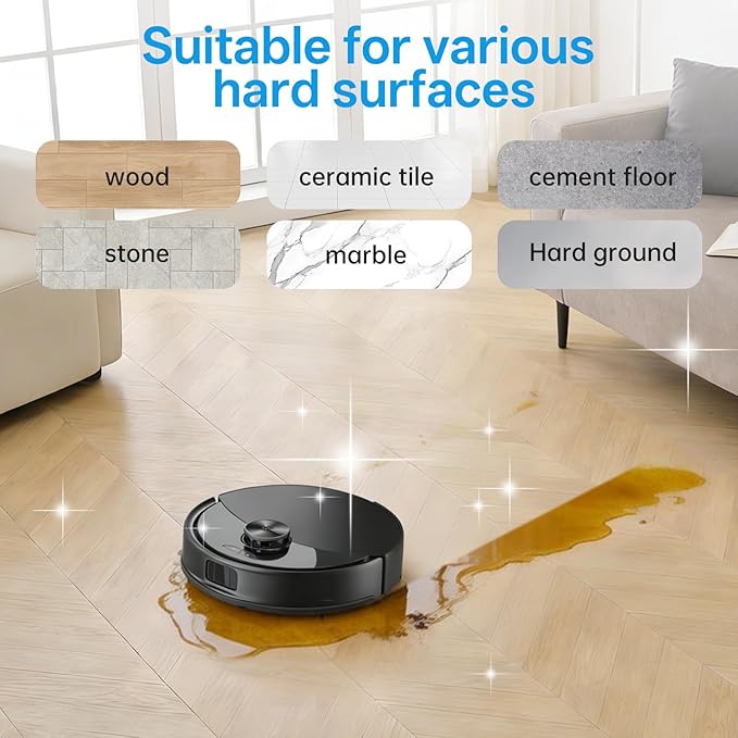 1L Fresh Ocean Floor Cleaning Solution Compatible with Roborock/Eufy/iRobot/Ecovacs/Dreame/Shark, Fragrance Deodorization, Deep Cleans for Multiple Hard Floors, Suitable With All Robot Vacuum