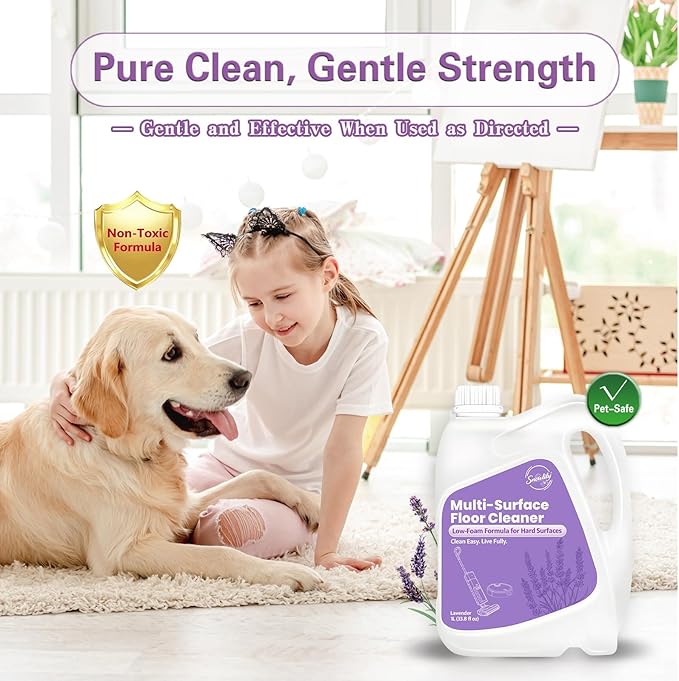 Snowlily 33.8 FL OZ Floor Cleaning Solution Compatible with Robot Vacuum, Residue & Streak Free, Low Foam Floor Cleaner for Mopping, for All Robot Vacuum Mops & Wet Dry Vacuum Cleaners, Lavender
