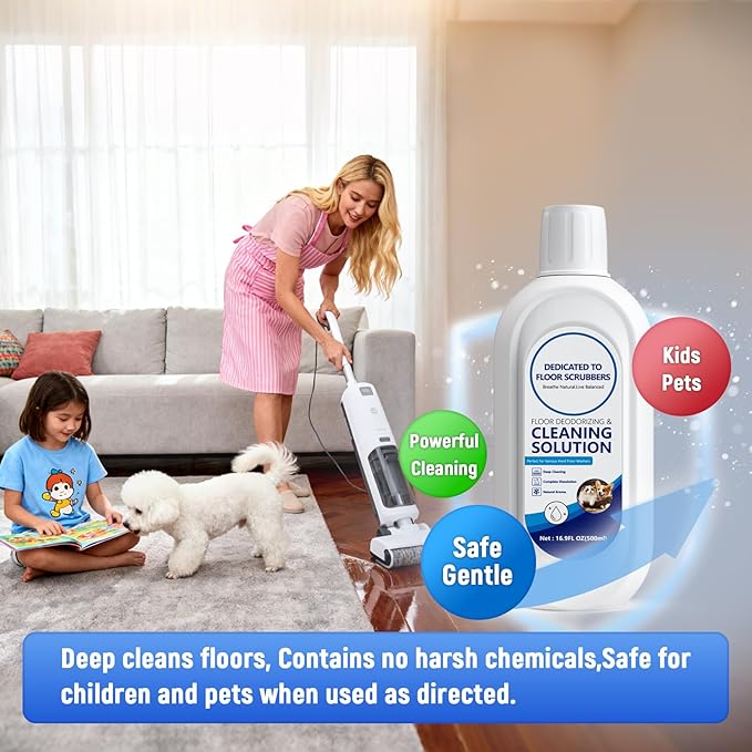 Floor Cleaning Solution Compatible with Tineco – 5 Bottle Floor Cleaner – Long-Lasting, Fresh– For All Cordless Wet/Dry Vacuum Mop Cleaner & Robot Vacuums with Mopping