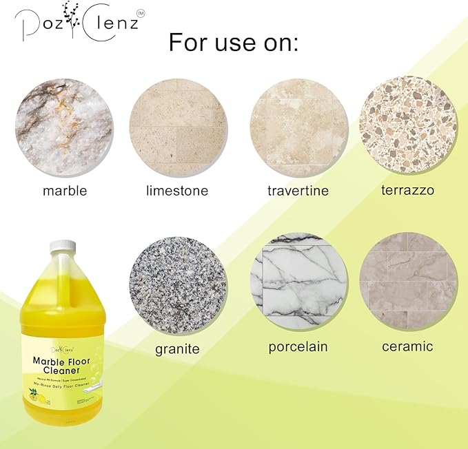 Marble & Stone Floor Cleaner | Concentrated Daily Formula (1 Gallon) | pH Neutral, Streak-Free | Safe for Marble, Travertine, Limestone, Granite, Terrazzo & More | Cleans & Refreshes.