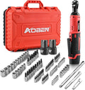 AOBEN Cordless Ratchet Wrench Kit,3/8" ratchet,40 Ft-lbs Electric Power Ratchet Set with Variable Speed Trigger,2 Packs 2000mAh Lithium-Ion Battery And Charger,83 Sockets