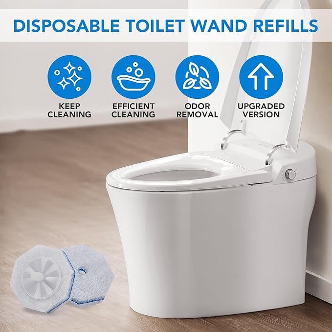 50 Count Toilet Wand Refills for Clorox, Upgrade Scrubbing Fiber Cotton Brush Heads Compatible with Clorox Toilet Wand for Bathroom Efficient Cleaning