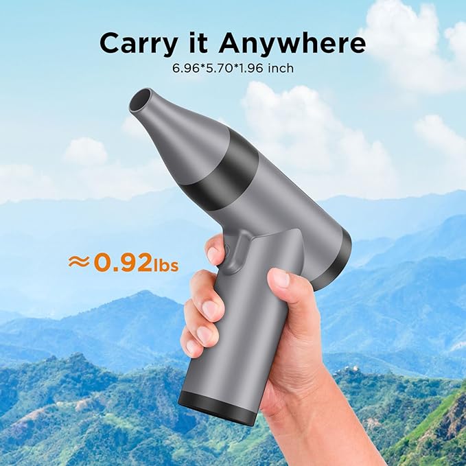 Compressed Air Duster, 30 Gear Stepless Speed, 70000 RPM Super Power Dust Blower, Max 300min Work, Rechargeable Cordless Clean Device for Computer, Keyboard, Car, Outdoor, House, Fan