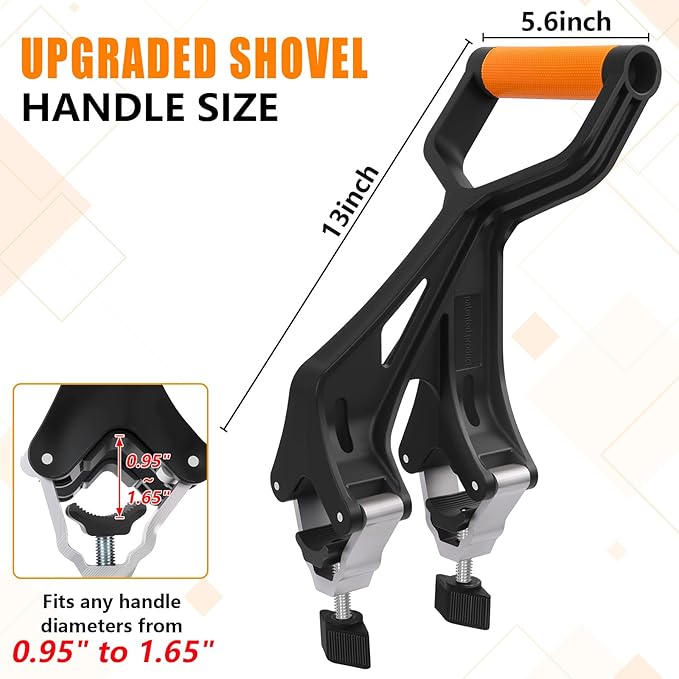 KJX Upgraded Shovel Handle Extension, Ergonomic Snow Shovel Handle Replacement, Back Saver Attachment Universal Fit for Weed Eater, Rakes, String Trimmers, Shovels and More Yard Tools