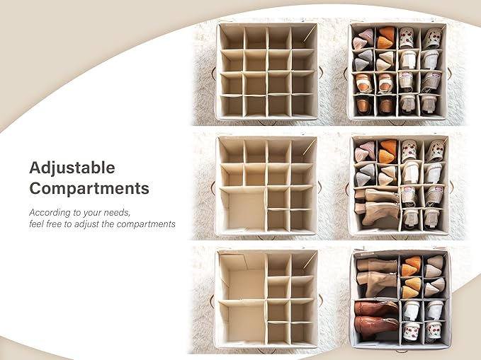 StorageWorks Shoe Organizer for Closet, Fits up to 24 Pairs, Shoe Cubby Storage Containers with Adjustable Dividers and Clear Cover, Black