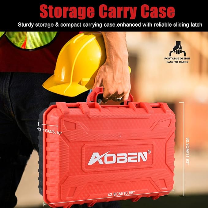 AOBEN Cordless Ratchet Wrench Kit,3/8" ratchet,40 Ft-lbs Electric Power Ratchet Set with Variable Speed Trigger,2 Packs 2000mAh Lithium-Ion Battery And Charger,83 Sockets