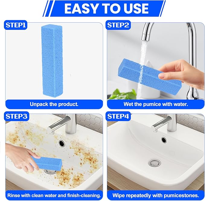 6 Pack Pumice Stone Toilet Bowl Cleaner, Pumice Stone for Cleaning, Powerfully Cleans Toilets, Bathtubs, Grills, Swimming Pools, Sinks (Blue)