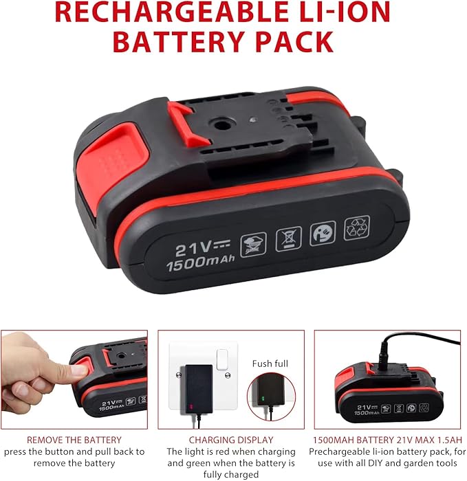 jar-owl 21V Powerful Brushless Motor, 319 In-lb Torque, 0-1350RMP Variable Speed, 10MM 3/8'' Keyless Chuck, 25+1 Clutch, 1.5Ah Li-Ion Battery & Charger for Home Tool Kit