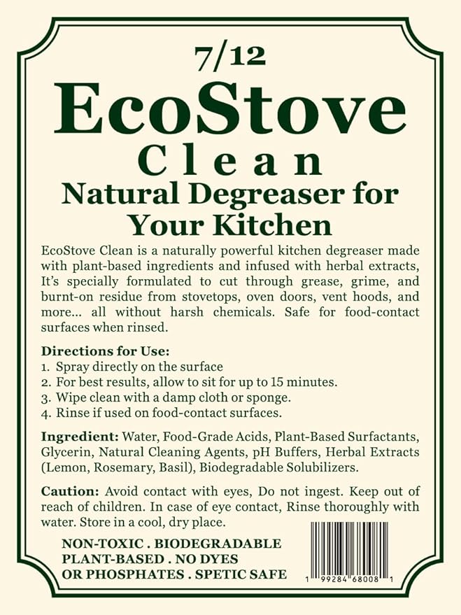 Herbal Scent Stove & Oven Cleaner – Spray, Wait & Wipe | Plant-Based Heavy-Duty Kitchen Degreaser Spray – Non-Toxic, Fume-Free Oven Cleaner | Safe for Glass Cooktops, Stainless Steel & Enamel (16 Oz)