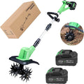 Cordless Tiller Cultivator, 360RPM Battery Powered Garden Cultivator, with 2 * 4.0Ah Batteries & Charger, 9In Tilling Width & 6In Depth Tiller for Gardening