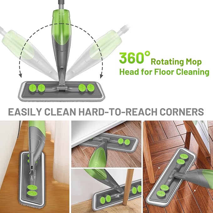 Spray Mop for Floor Cleaning - Wet Dry Hardwood Floor Mops with 3 Microfiber Washable Pads for Swiffer Powermop - Flat Mop with Sprayer for Tile Wood Laminate Vinyl Marble Kitchen