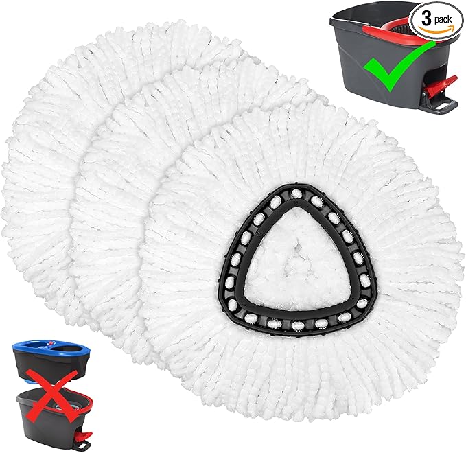 Mop Replacement Heads for O-Ceda Mop Replace Head EasyWrin Spin Mop Heads Replacements, Microfiber Spin Mop Refills, Easy Cleaning Mop Head Replacement (White-3 Mop Heads)
