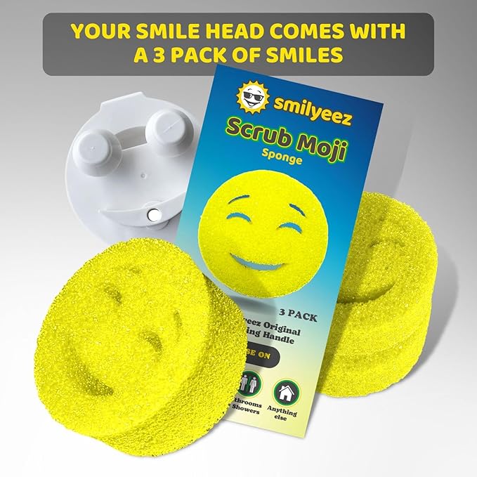 Smilyeez Smile Head for Scotch Brite Dishwand with Yellow Scrub Moji Sponges