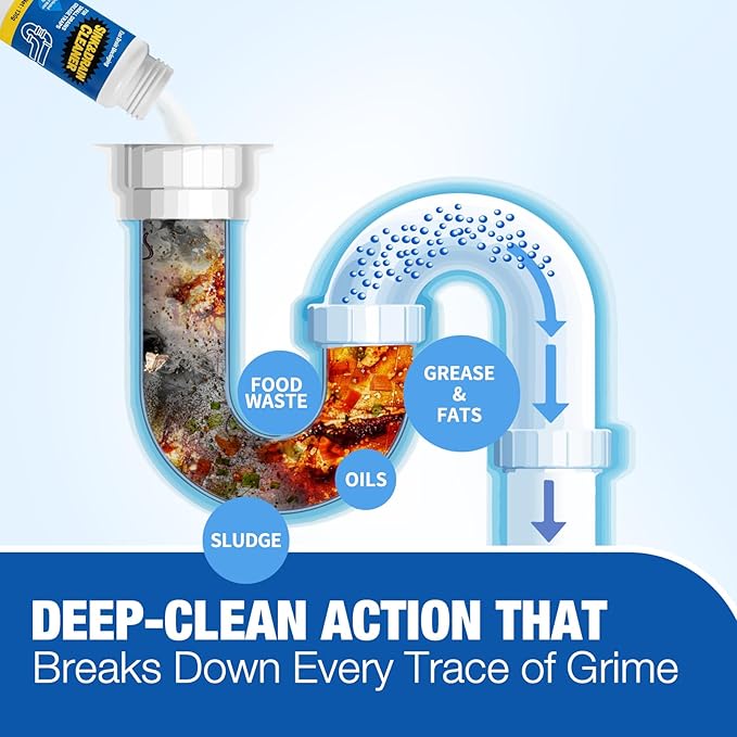 Sink Drain Cleaner Powder: Household Drain Clog Remover for Sink Shower Tub Kitchen Bathroom Pipes Floor Drains - Easy-to-Use Home Unclogging Opener (4 Pack)