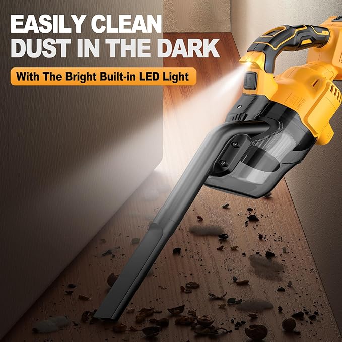 Cordless Vacuum for Dewalt 20V Battery, Portable Handheld Vacuum Cleaner with 2 HEPA Filter, 4 Multi Nozzle, Power Shop Vacuum for Home, Car, Floor, Carpet (Battery Not Included)