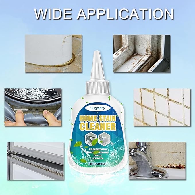 Sugelary Mold Stain Cleaner, 8 Fl oz All-Purpose Gel for Washing Machine Cleaner Front Loader Seal, Household Cleaner Gel for Bathroom Grout, Sink, Shower, Caulk, Washing Machine Cleaning Solution