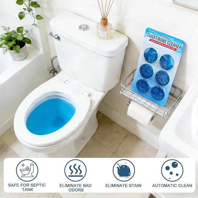 Automatic Toilet Bowl Cleaner Tablets - Long-Lasting Bathroom Tank Cleaner for Effortless Cleaning, Stain Prevention & Freshness Up to 15 Days Per Tablet