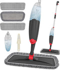 HOMTOYOU Microfiber Hardwood Floor Mop: Dust Spray Mops for Cleaning Wood Home Kitchen Floors - Wet Mopping & Dry Sweeping - 3 Reusable Refills & 1Pcs 400+ML Refillable Bottle