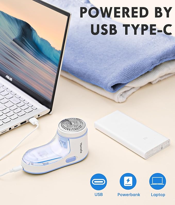 Rechargeable Fabric Shaver, Electric Lint Remover for Clothes, Lint Shaver for Clothing & Furniture, Sweater Shaver & Pill Remover, Depiller Effectively Remove Couch Pills, Lint Balls, Fuzz