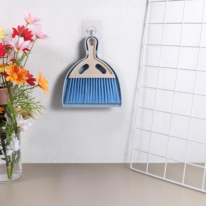 6 Pcs Small Dustpan and Brush Set Small Broom and Dustpan Set Whisk Broom and Dust Pan with Handle Nesting Cleaning Sweep Tool for Desk Car Table Keyboard Pet Nest Countertop