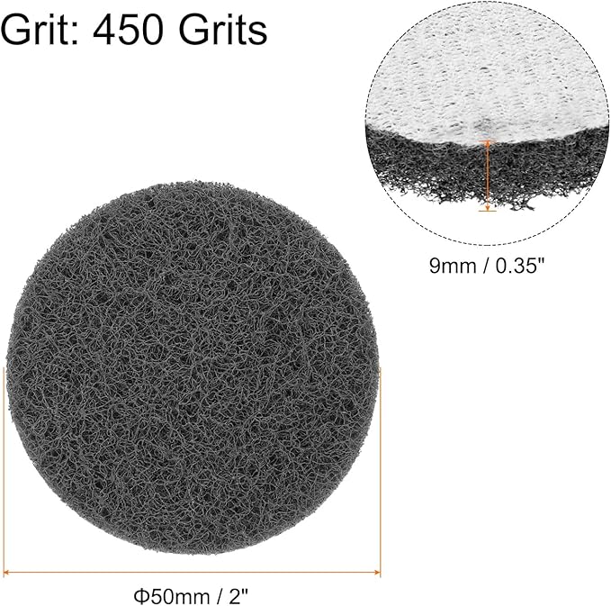 HARFINGTON 12pcs Scrubber Scouring Pads 800 Grits 2 Inch Drill Power Brush Hoop and Loop Surface Conditioning Disc Drill Scuffing Disc Scrub Pads for Home Kitchen Cleaning, Grey