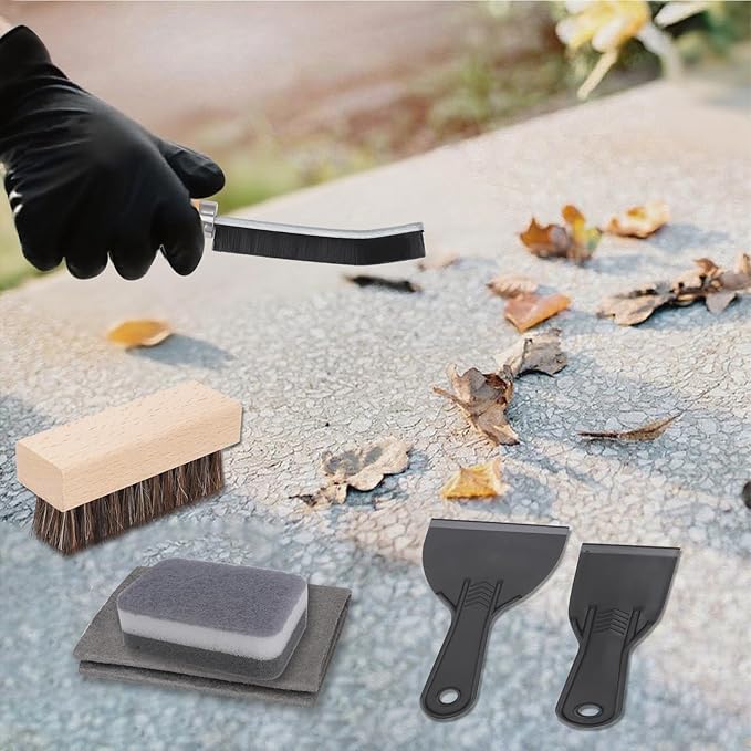 10 Pcs Headstone Cleaner Kit for Grave Cleaning Granite and Stone Daily Cleaner Includes Cloth Bristle Crevice Brush Scrub Brush Cleaning Sponge Disposable & Labor Protection Gloves Plastic Scraper